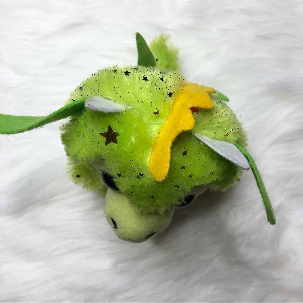 3/$20 PEEK-A-BOO TOYS Metallic Multicolored Star Dragon Plush Green EUC